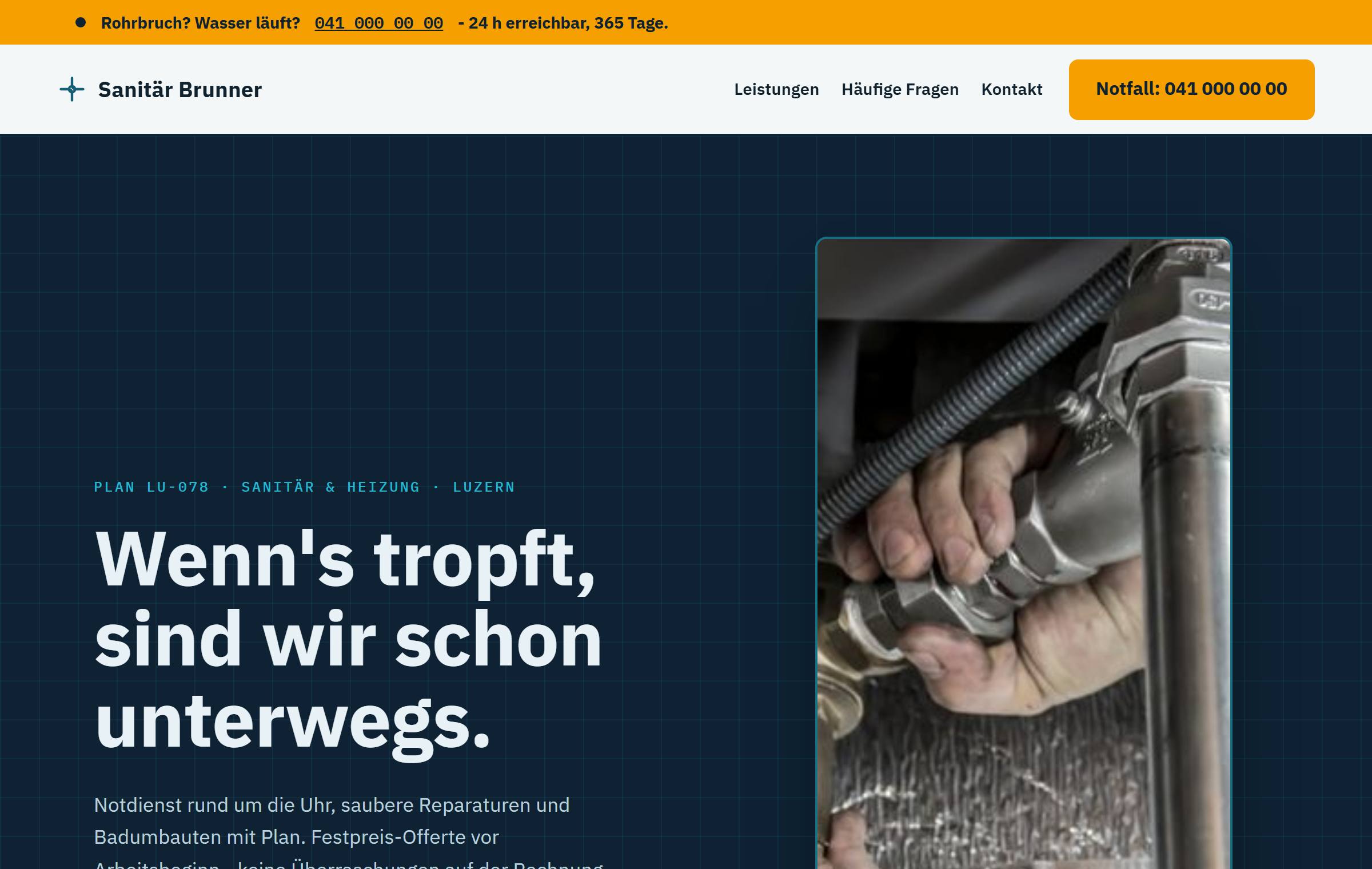 Demo-Website Sanitär Brunner