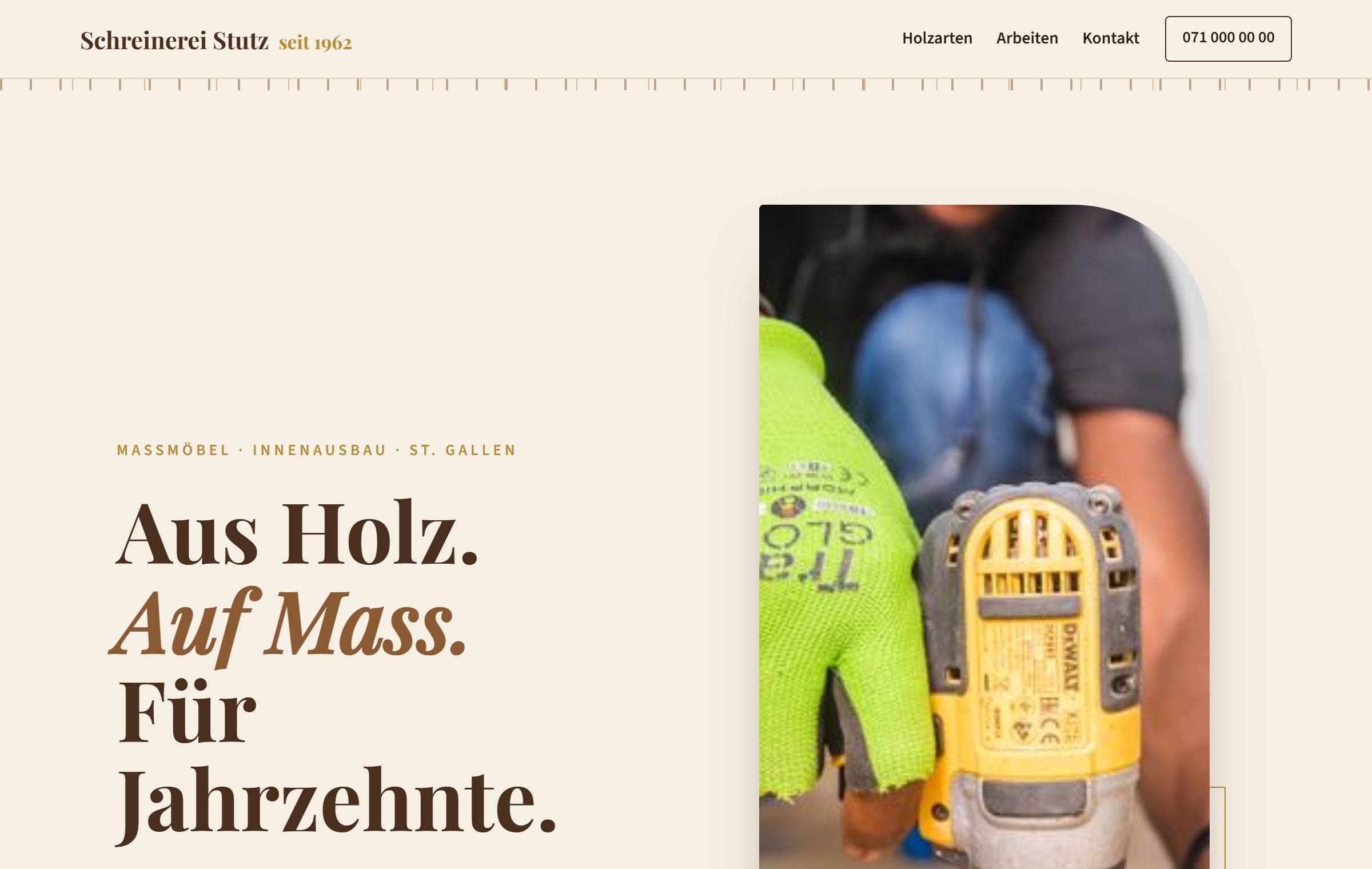 Demo-Website Schreinerei Stutz
